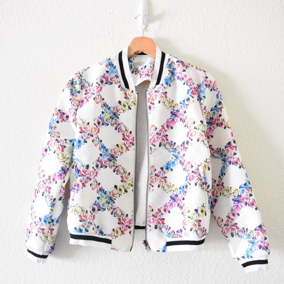 Lucca Couture Floral Bomber Jacket - Picture 1 of 16